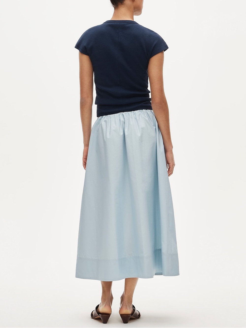 J Crew poplin powder blue midi pull on skirt - Picture 4 of 11